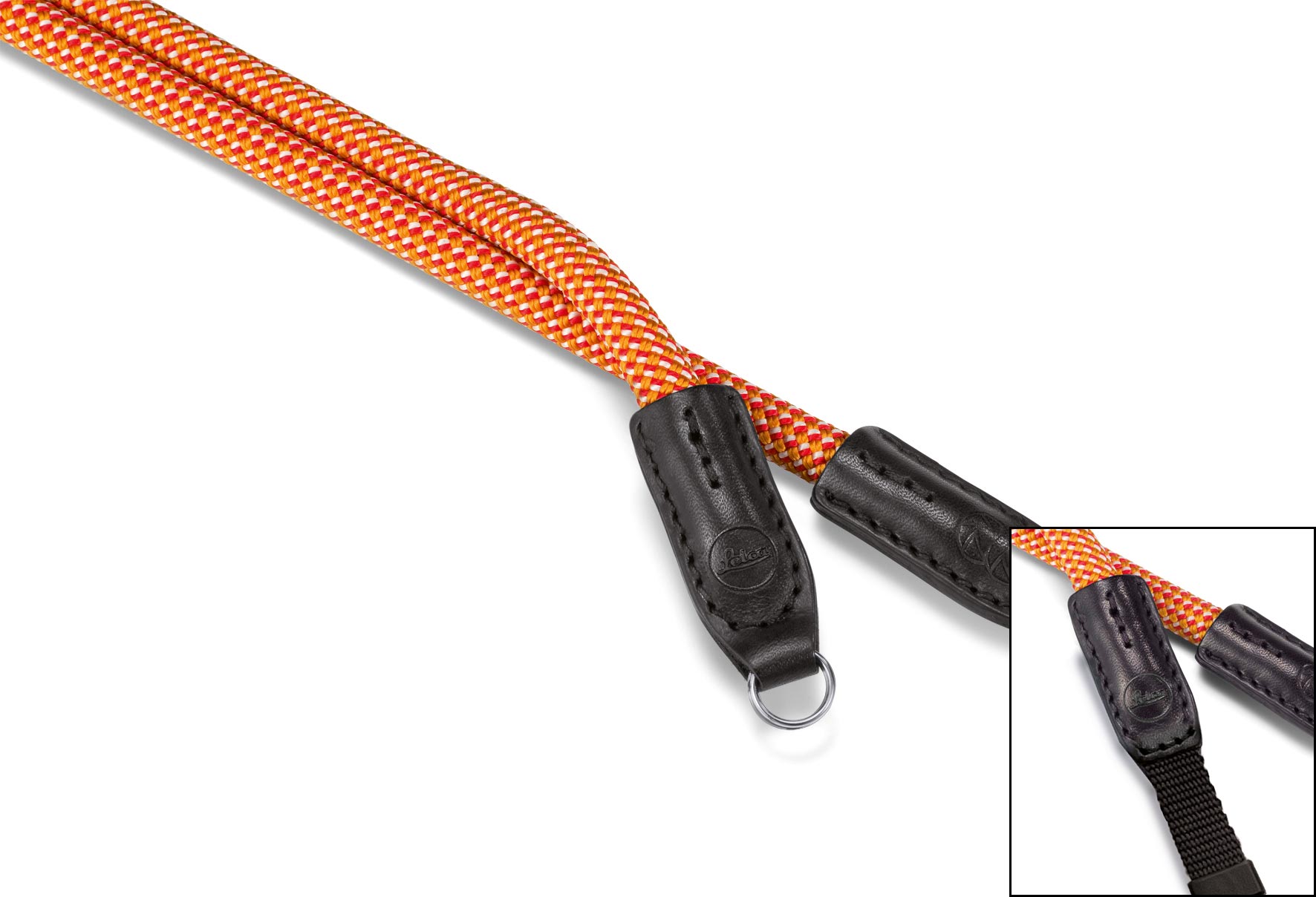 Leica Rope Strap glowing red Stoffschlaufe